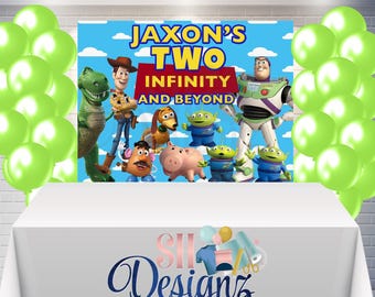 Two Infinity and Beyond Banner, Two Infinity and Beyond Party, Two Infinity and Beyond Backdrop, Buzz Lightyear, Woody, Toy Story 1 2 3 4