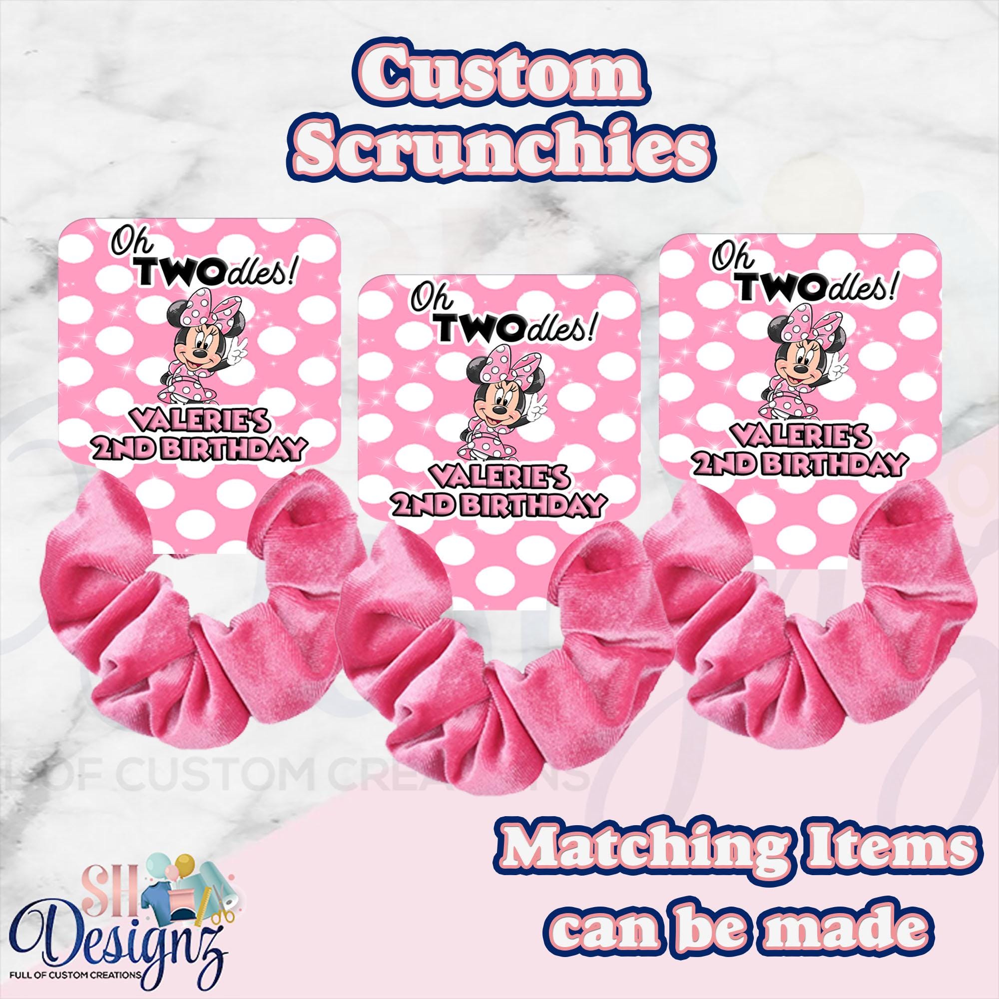 Oh Twodles Minnie Mouse Birthday Party Scrunchies Tags-( Digital