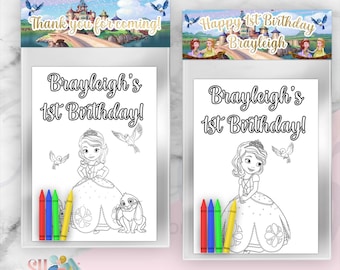 Sofia The First Coloring Packs, Sofia the First Birthday Party, Sofia the First Party treats labels