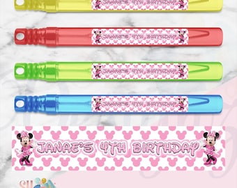 Minnie Mouse Birthday Party Bubble Wands Labels, Minnie and Micky Mouse , minnie mouse party favors Party, minnie mouse party favors