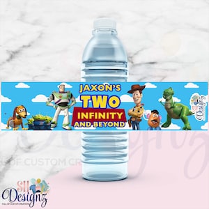 Two Infinity and Beyond Water Labels, Toy Story Labels, Buzz Lightyear, Woody, Pizza Planet, Two Infinity and Beyond Water Bottle Labels