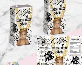 Caja de jugo de cumpleaños Notorious One the Big ONE - Fiesta de cumpleaños de Notorious One - Decoración para el primer cumpleaños - La gran fiesta