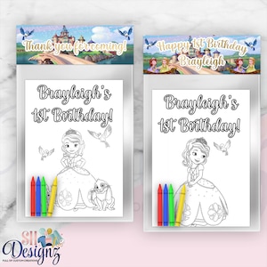 Sofia The First Coloring Packs, Sofia the First Birthday Party, Sofia the First Party treats labels