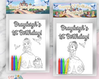 Sofia The First Coloring Packs, Sofia the First Birthday Party, Sofia the First Party treats labels