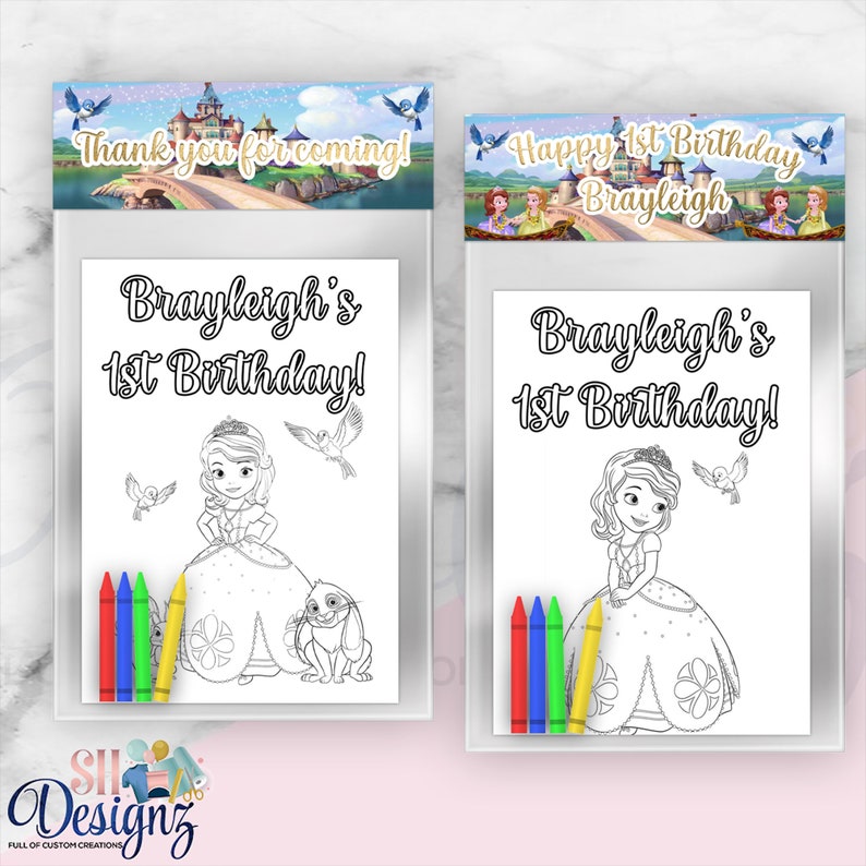 Sofia The First Coloring Packs, Sofia the First Birthday Party, Sofia the First Party treats labels image 1