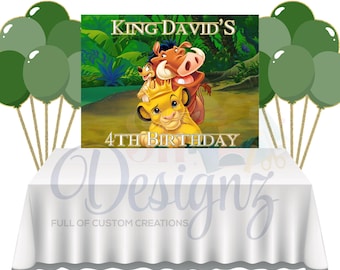 Lion King Birthday Backdrop Banner- Simba Backdrop Banner- Lion King Banners- Lion King Sign