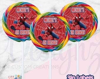 Spiderman Birthday Party Lollipop Labels , Spiderman Party, Spiderman Birthday Lollipop Circles