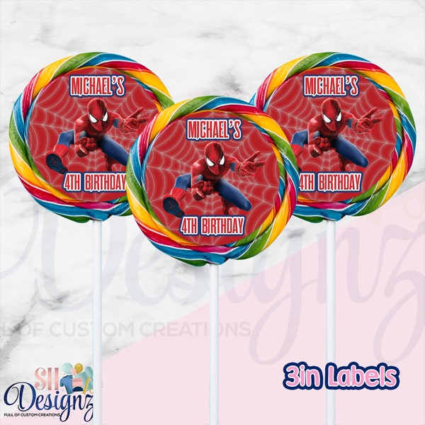 Spiderman Birthday Party Lollipop Labels , Spiderman Party, Spiderman Birthday Lollipop Circles