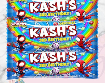 Spidey and His Friends Birthday Party Candies, Spidey Birthday,  Spidey Candy Favors Treats, Spidey Party, Spidey Candies