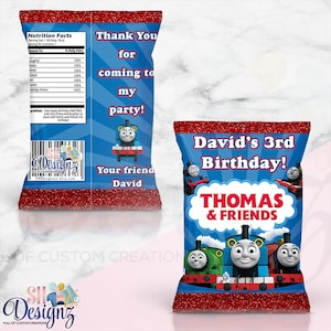Train Birthday Chip Bags- Train Birthday Party- Train Birthday Favors- Train Party