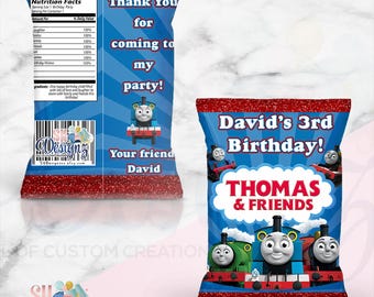 Train Birthday Chip Bags- ( Digital)