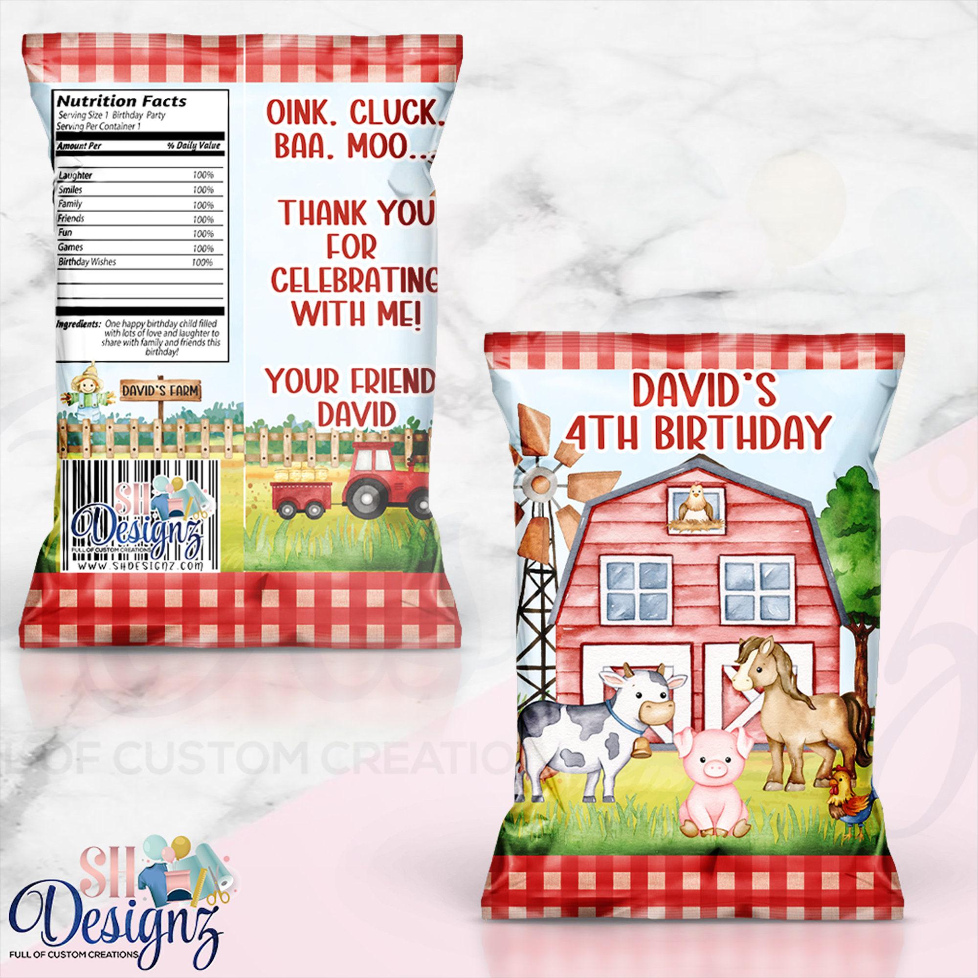 Farm Animals Theme - Barnyard Party Favor, Birthday Chip Bags - Etsy
