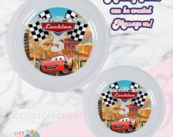 Cars Plates, Cars Birthday Party Plates- Cars Plates in sets of 12