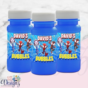 Spidey and Friends Birthday Party Bubble Labels , Spidey and Friends Party, Spidey and Friends Birthday Bubbles