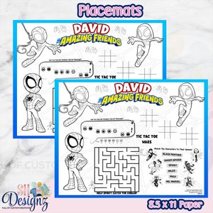 Spidey and his amazing friends Party Paper Placemats, Spidey and his amazing friends Placemats, Spidey and his amazing friends Party