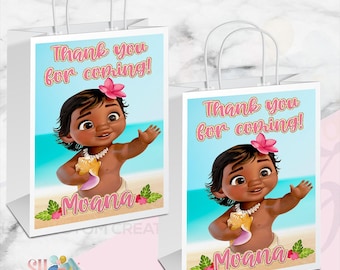Moana Birthday Gift Bags, Baby Moana Party Bags, Baby Moana Birthday Bags, Moana Birthday Party