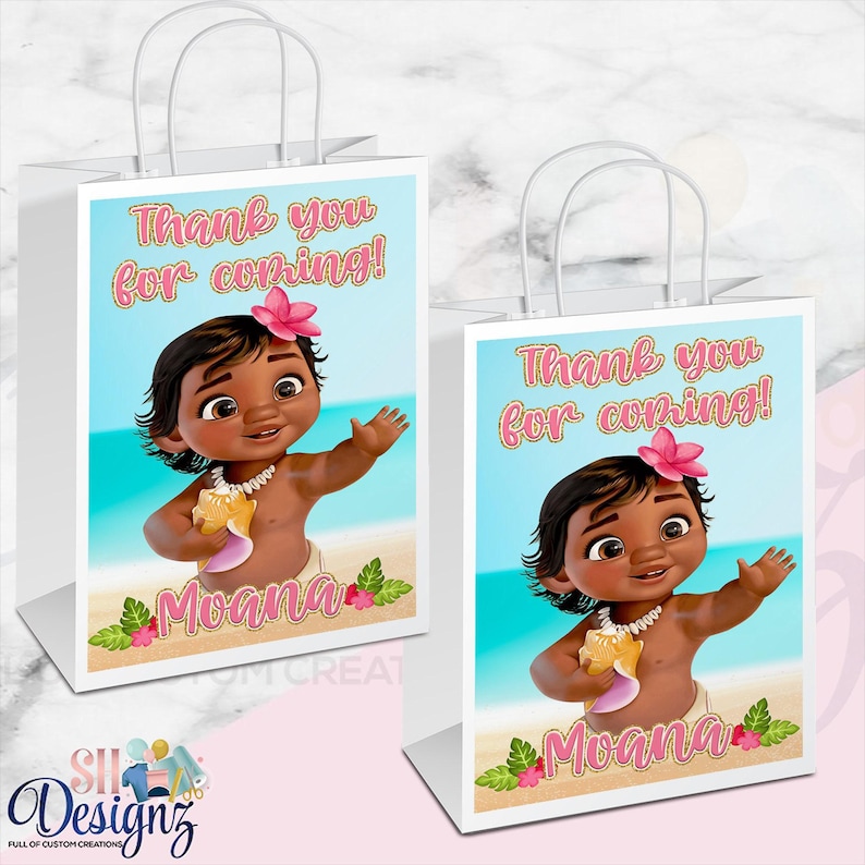 Moana Birthday Gift Bags, Baby Moana Party Bags, Baby Moana Birthday Bags, Moana Birthday Party 画像 1