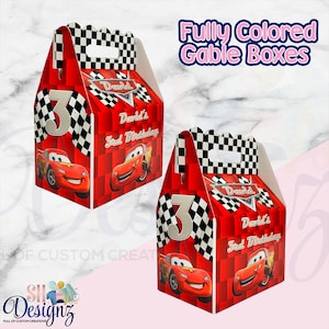 Cars Birthday Gable boxes- Cars Birthday Party- Cars Birthday Bags- Cars