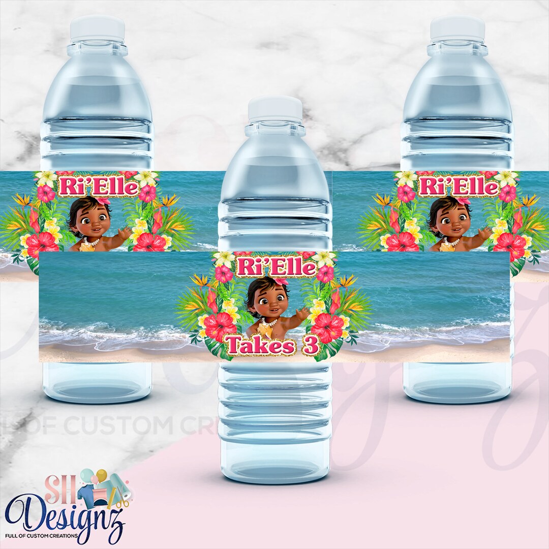 Moana Water Bottle Label/baby Moana Birthday Party Decoration/moana Baby Water  Bottle Wrapper/personalized Moana Party Labels/party Supplies 