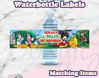 Mickey's Clubhouse Birthday Party Water Bottle Labels, Mickey's Clubhouse Party, Mickey's Clubhouse Birthday Drink Labels
