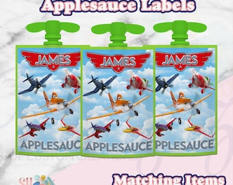 Planes Birthday Party Applesauce Pouch labels, Planes Birthday Party Favors treats labels, Planes theme