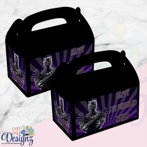 Black Panther Birthday Party, Black Panther Party, Black Panther Gable Boxes , Black Panther Theme Party Bags