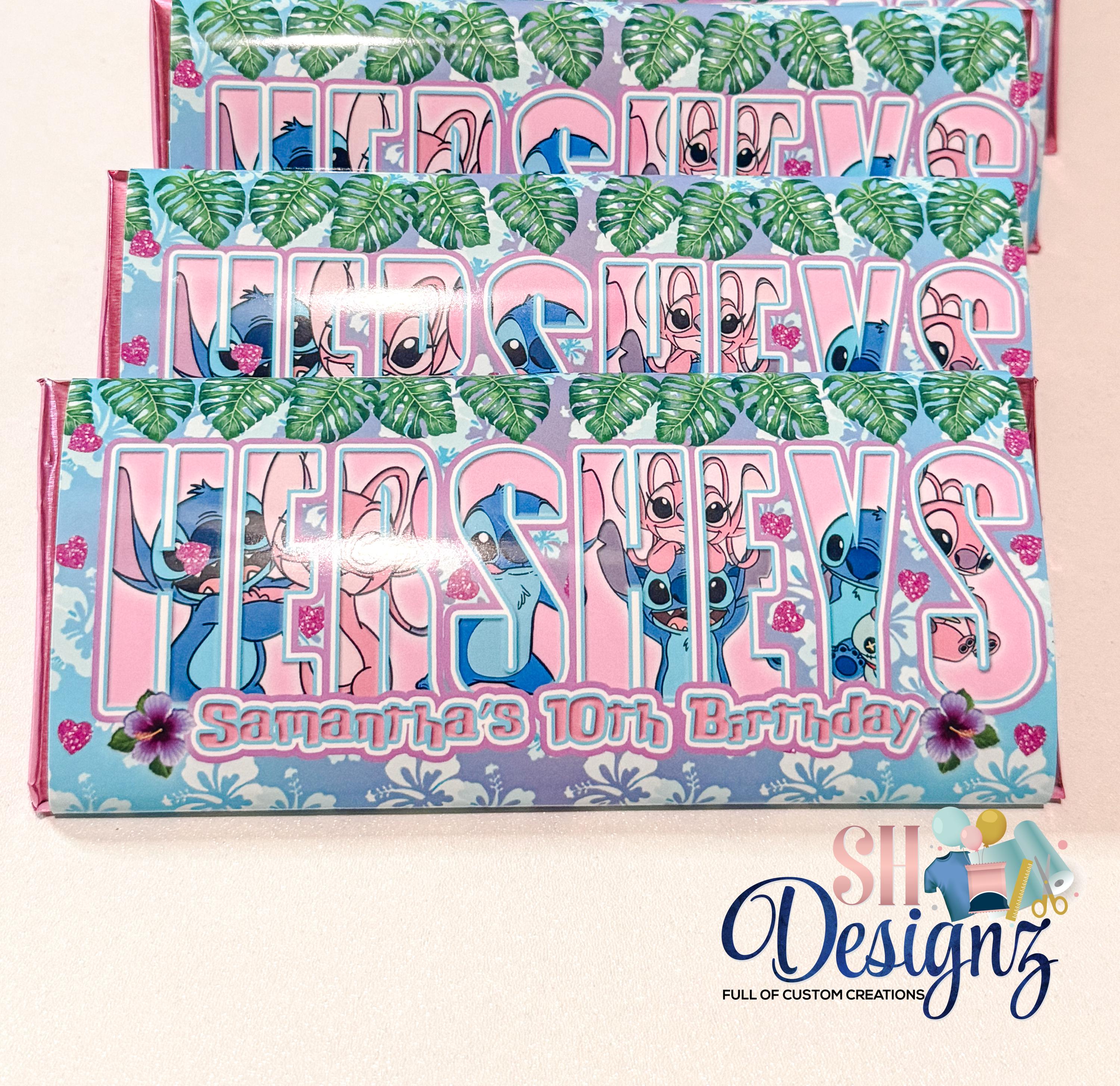 Stitch Birthday Chocolate Bar Candies, Stitch and Angel Birthday Party, Lilo and Stitch Birthday Favors, Stitch and Angel, Stitch Party