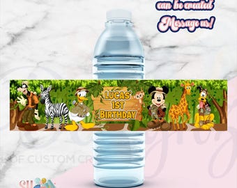 Mickey Safari Mouse Birthday Water Labels, Mickey Safari, Mickey Mouse Birthday , Mickey Mouse Birthday Party, Mickey Safari, Safari Party