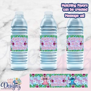 Lilo and Stitch Birthday Water Bottle Labels, Digital image 1