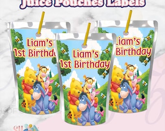 Winnie The Pooh Birthday Party Juice Labels, Winnie The Pooh , Winnie The Pooh Birthday Party, Winnie The Pooh Birthday