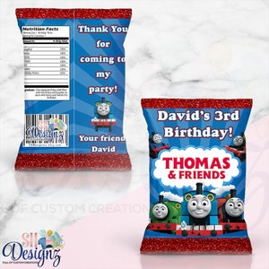 Train Birthday Chip Bags- Train Birthday Party- Train Birthday Favors- Train Party