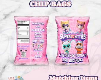 Super Kitties Birthday Chipbags, Super Kitties Party, Super Kitties Birthday, Super Kitties Birthday Party, Super Kitties