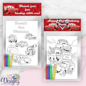 Cars Coloring Packs, Cars Birthday Party, Cars Party treats labels, Cars