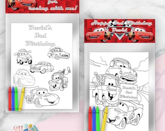 Cars Coloring Packs, Cars Birthday Party, Cars Party traite des étiquettes, Cars