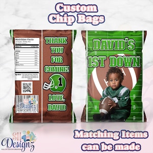 Football Chip Bags Birthday Party, Football Party, Football Theme, Football Teams, Football Mom, Football Favors, 1st Down Birthday Party