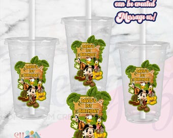 Mickey Safari Birthday Kiss Cut Stickers ( Digital)
