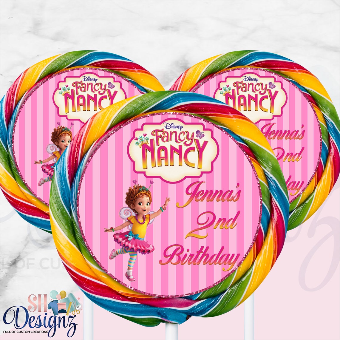 Fancy Nancy Lollipop Labels Fancy Nancy Stickers Fancy Etsy