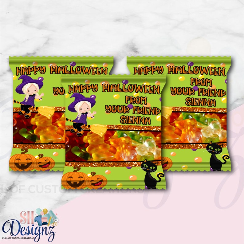 Halloween Candy WrappersSchool Party Treats Trunk or Treat GB Halloween Party School Party Halloween Personalized Trick or Treats