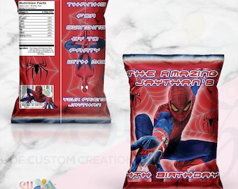 Spiderman Birthday Party Chip Bags , Spiderman Party, Spiderman Birthday, Spiderman Theme, Spiderman,