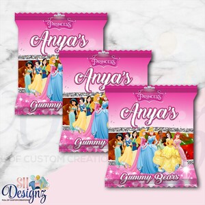 Princess Birthday Party Gummy Bears, Princess Party Treats, Princess Birthday Theme,  Princess GB