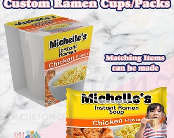Custom Ramen Noodle Packets & Cups | Personalized Party Favors | Birthday Snack Packs | Unique Kids Party Supplies | Custom Themed Gifts