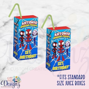 Spider Birthday Party Juice Labels , Spidey and his amazing friends Favors Treats, Spidey and his amazing friends Party,