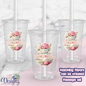 Tea Party Cups, Tea Party, Tea Party Birthday Party - Tea Party Theme- Tea Party Birthday Theme Cups in sets of 12
