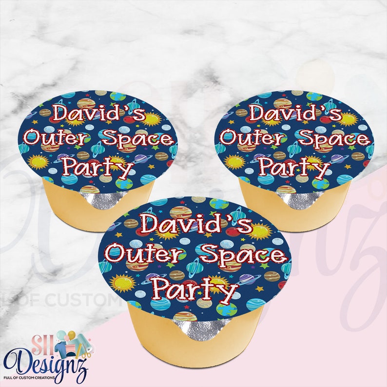 Outer Space Party Applesauce labels Digital Printed Space Party