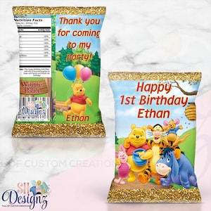 Winnie The Pooh  Birthday Chip Bags, Winnie The Pooh,Winnie The Pooh Birthday BAGS, Winnie The Pooh Birthday Party