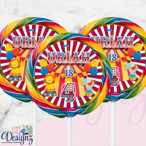 Circus Lollipop Labels - Circus  Party - Circus Party - Carnival Birthday Party - Carnival Theme- Circus Birthday Theme