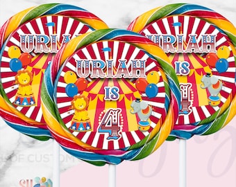 Circus Lollipop Labels - Circus  Party - Circus Party - Carnival Birthday Party - Carnival Theme- Circus Birthday Theme