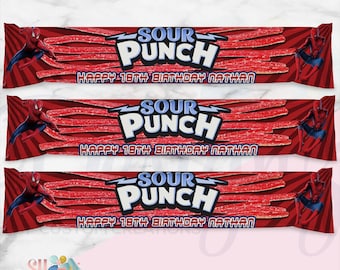 Spiderman Birthday Party Sour Candy Ropes Snacks Favors Treats, Spiderman Party, Spiderman- SP