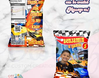 Race Car Theme Chip Bags (Digital)