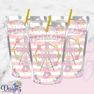 Carnival Pink Drink Labels - Circus Pink Party - Circus Party - Carnival Birthday Party - Carnival Theme- Circus Birthday Theme